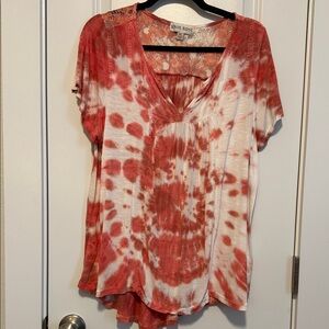 Knox Rose Coral Tie-Dye Blouse XL